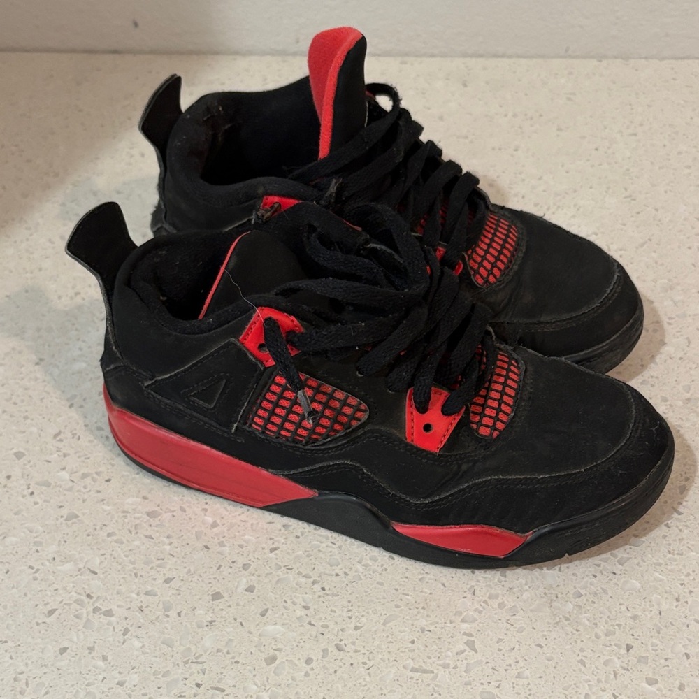 Jordan Kids Black and Red High-Top Sneakers